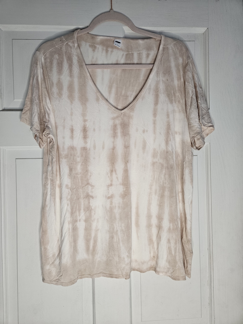 Old Navy Beige Tie-Dye V-Neck Short Sleeve Tee# Y2k #204